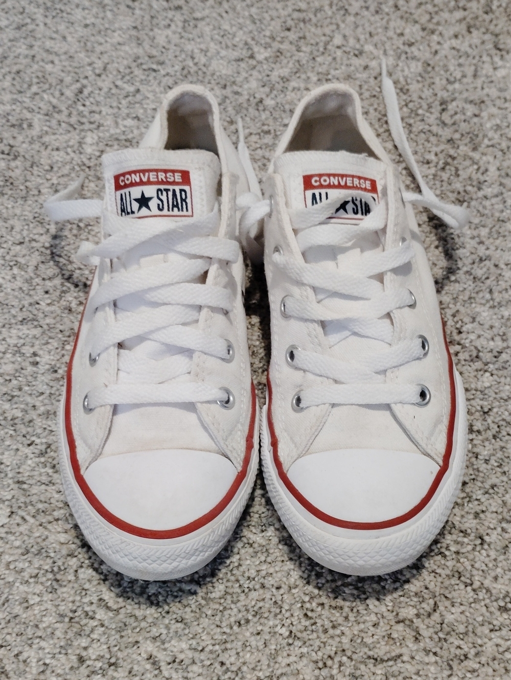 Converse Kids White Low-Top Sneakers with Red Trim